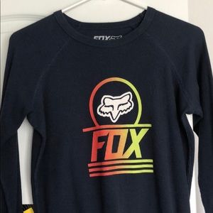 Navy Blue Fox Long-Sleeve Shirt
